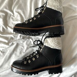 Marc Fisher Womens Size 8.5 M Isabel Black Motorcycle Boots Leather Moto Combat